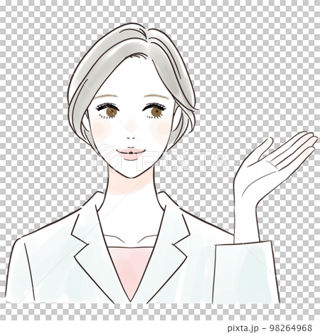 笑顔で案内する白衣の女性 笑顔で案内する白衣の女性 98264968