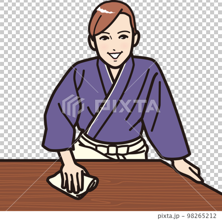 Soba restaurant clerk A wipes the table 98265212
