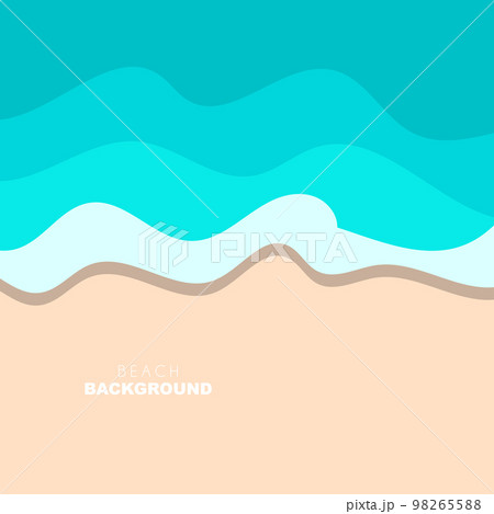 Beach Background, Beach Scene Design With Sand and Ocean Waves, Template Icon Vector Illustration 98265588