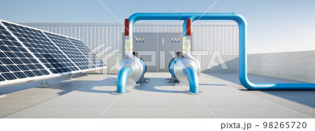 3d rendering of water pump station. 98265720