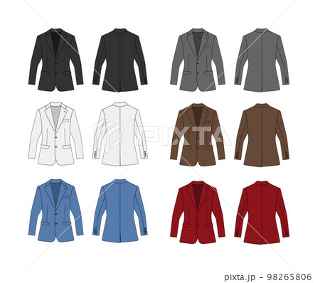 スーツ・ジャケット (上着) ベクターテンプレートイラストセット ( 前面・背面 ) スーツ・ジャケット (上着) ベクターテンプレートイラストセット ( 前面・背面 ) 98265806