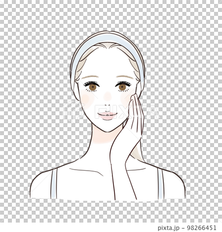 一個女人用手放在臉頰上思考 護膚 一個女人用手放在臉頰上思考 護膚 98266451