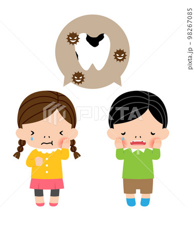 虫歯で泣いている子供のイラスト 98267085