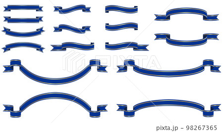 リボン(紺色、金のライン入り)のイラストセット リボン(紺色、金のライン入り)のイラストセット 98267365