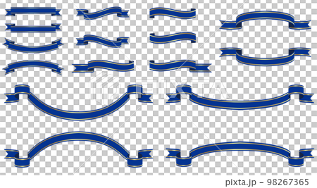 リボン(紺色、金のライン入り)のイラストセット リボン(紺色、金のライン入り)のイラストセット 98267365