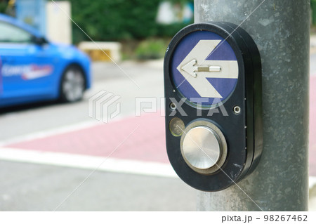 close up of crossing signal button in singapore  98267462