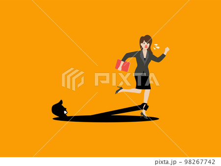 Shadow hand pulling a business woman Shadow hand pulling a business woman 98267742