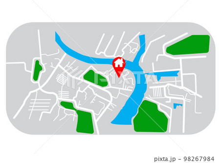 Travel map with pins and house symbols : Vector. Travel map with pins and house symbols : Vector. 98267984