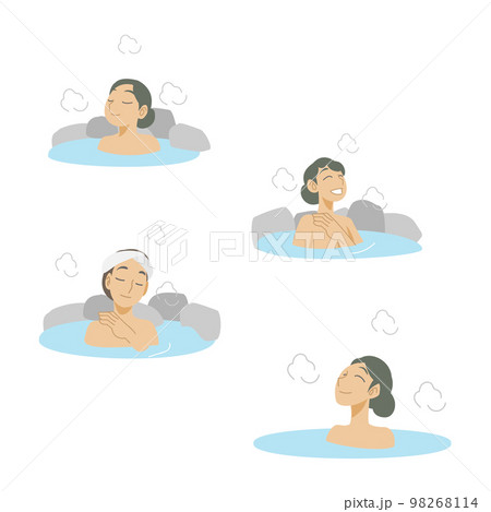 温泉につかる女性の素材 98268114