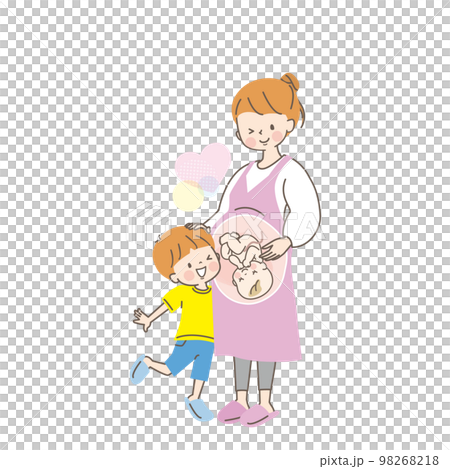 Vector illustration material of mom and boy who can't wait to give birth Vector illustration material of mom and boy who can't wait to give birth 98268218