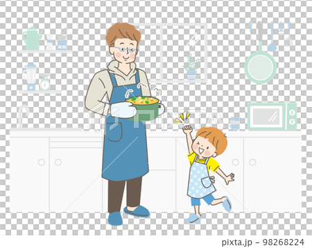 插圖集的父母和孩子做飯 98268224