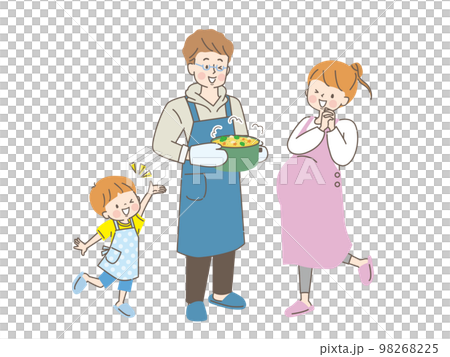 親子為孕媽媽做飯的插畫 98268225