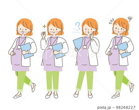 働く妊婦さんの表情イラストセット 98268227