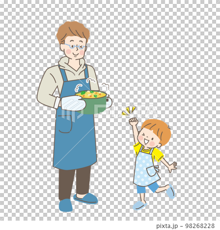 Illustration set of parent and child cooking 98268228