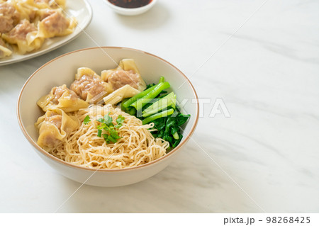 dried egg noodles with pork wonton or pork dumplings without soup 98268425