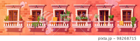 Vintage house with balconies and glass doors 98268715