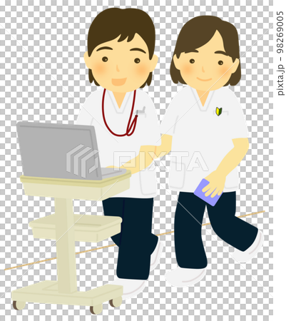 新人看護師と指導する先輩看護師 新人看護師と指導する先輩看護師 98269005