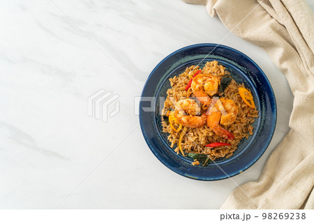 shrimps fried rice with herbs and spices shrimps fried rice with herbs and spices 98269238
