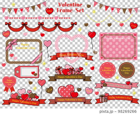 かわいいバレンタインデーのフレームセット 98269266