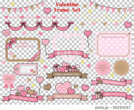 かわいいバレンタインデーの淡い色合いのフレームセット 98269267