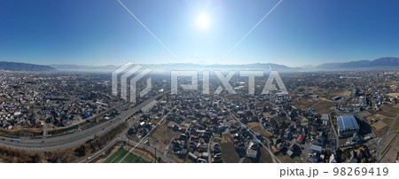 甲府盆地　冬　180度パノラマ　2 98269419