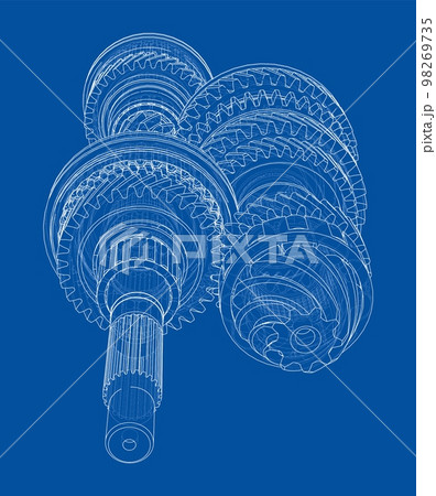 Gearbox sketch. Vector 98269735