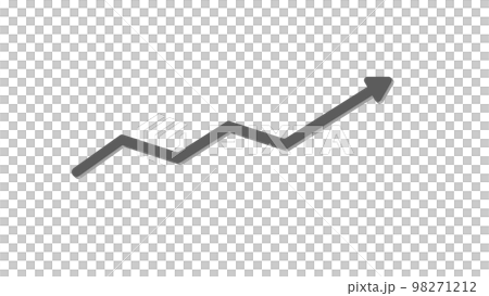 一個長箭頭的圖標在上下移動時向右上升-上升、增長、盈餘的圖像材料 98271212