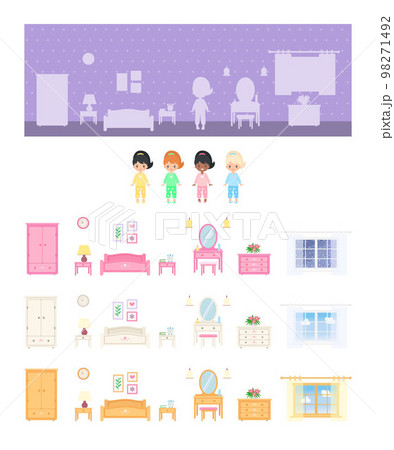Shadow matching game. Create your interior. Dollhouse interior concept 98271492