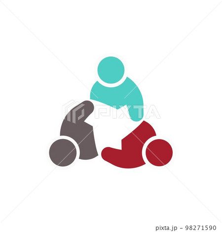 Team of three people logo. Concept of people group meeting collaboration and great work. Team of three people logo. Concept of people group meeting collaboration and great work. 98271590