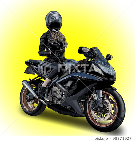 オートバイ　バイク　バイク女子　女性　背景 98271927