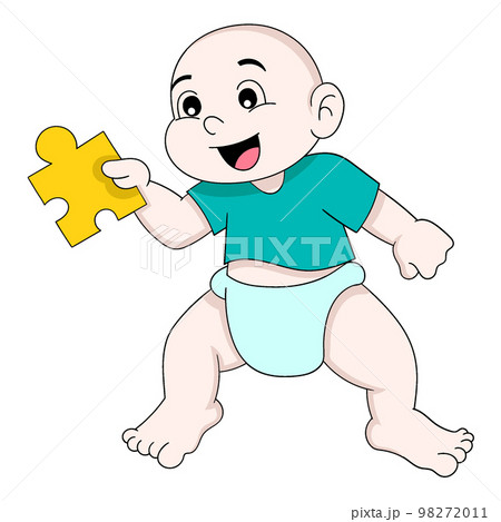 baby boy is doing funny behavior bringing puzzle piece solution baby boy is doing funny behavior bringing puzzle piece solution 98272011