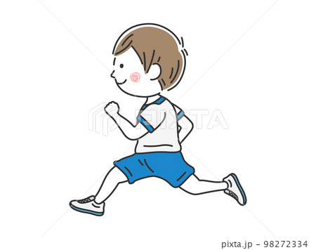 体操服を着て、走っている男の子のイラスト 98272334