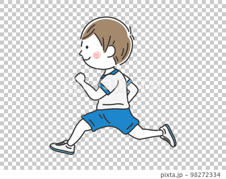 体操服を着て、走っている男の子のイラスト 98272334