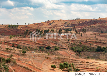 Devastated central Madagascar landscape - Mandoto, Vakinankaratra Madagascar 98273169