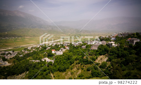 Aerial panoramic view to Gjirokaster city, Albania 98274222