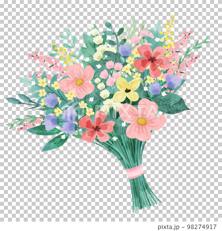 カラフルな花束のベクターイラストフレーム背景 98274917
