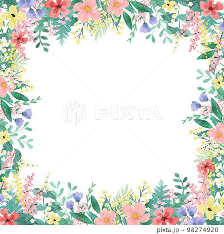 ボタニカルなベクターイラストフレーム背景 ボタニカルなベクターイラストフレーム背景 98274920