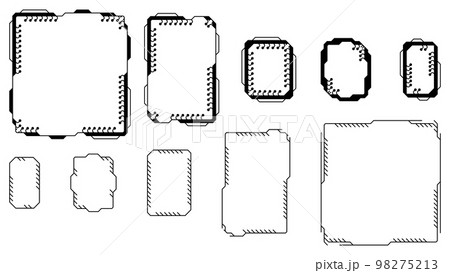 Set of tech frames isolated on white background. Hud frame with pcb elements. Design element. 98275213