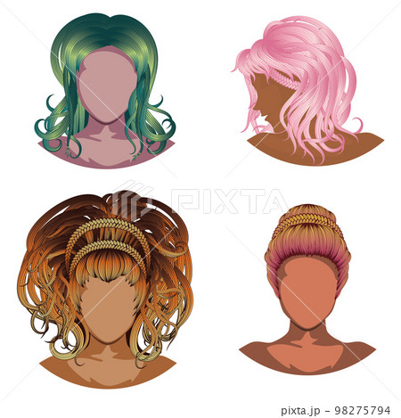 Braided hairstyle set Braided hairstyle set 98275794