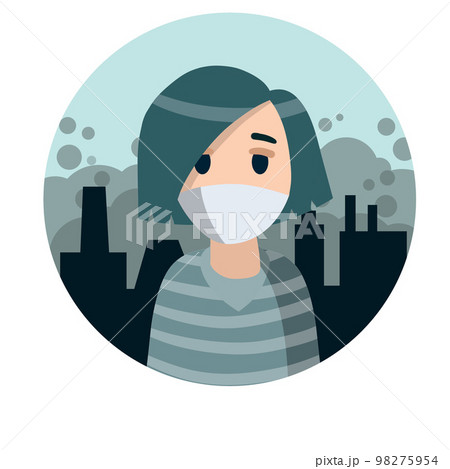 Woman with medical mask on face. 98275954