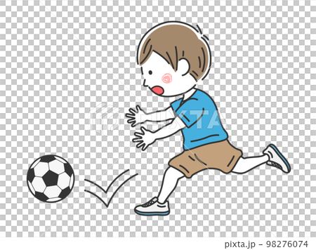 一個男孩追逐足球的插圖 98276074