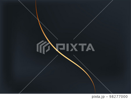 Modern luxury abstract background with golden line elements glowing pattern. Elegant curve geometric shapes on dark blue background. Vector illustration for design 98277000