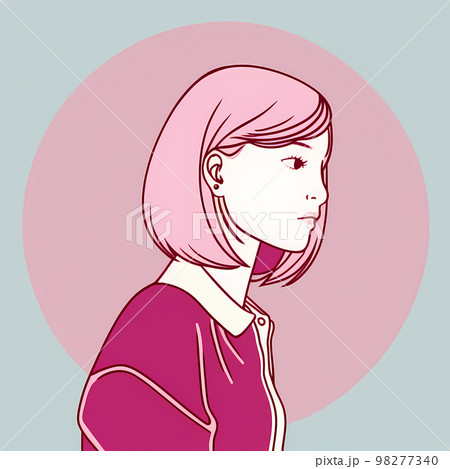 シンプルタッチな女性の線画「AI生成画像」 98277340