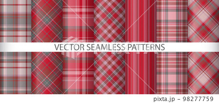 Set pattern plaid textile. Check texture seamless. Tartan background vector fabric. 98277759