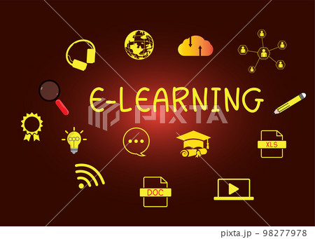 E-learning Internet Technology education concept online learning with webinars, video tutorials, internet lessons E-learning Internet Technology education concept online learning with webinars, video tutorials, internet lessons 98277978