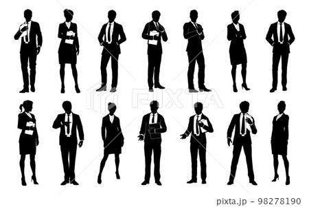 Business People Women and Men Silhouette Set 98278190