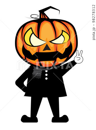 Vector Cartoon Man Wearing Pumpkin Devil Halloween. 98278312