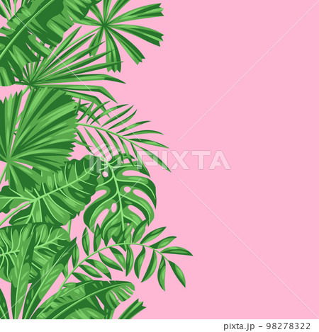 Seamless pattern with stylized palm leaves. Image of tropical foliage and plants. Seamless pattern with stylized palm leaves. Image of tropical foliage and plants. 98278322