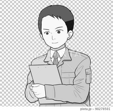 男灰色工作服打勾 男灰色工作服打勾 98278501