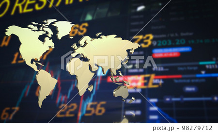 The gold world map on chart background for education or business concept 3d rendering The gold world map on chart background for education or business concept 3d rendering 98279712
